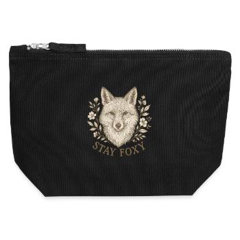 Stay Foxy – Wild & Stilvoll - Canvas Reißverschluss-Täschchen (12 x 13 cm) - Schwarz - Vorne