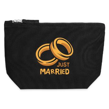 Just Married Anneaux Amour de mariage - Pochette zippée en toile 12 x 13 cm - noir - Devant