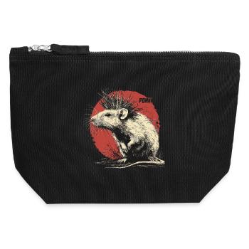 Punkrock Ratte - Canvas Reißverschluss-Täschchen (12 x 13 cm) - Schwarz - Vorne