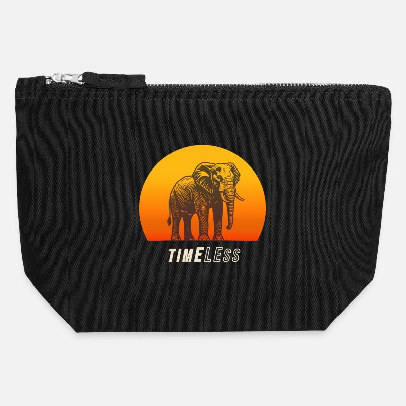 Timeless Elephant – Strength and Tranquility in the Sunset - Canvas Zip Pouch 12 x 13 cm - black