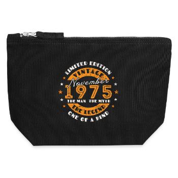 Vintage November 1975 - Canvas Zip Pouch 12 x 13 cm - black - Front