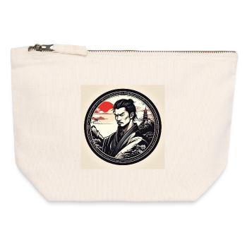 Samurai in circle frame sunset - Canvas Zip Pouch 12 x 13 cm - nature - Front