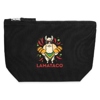 LamaTaco Fiesta Llama - Canvas Reißverschluss-Täschchen (12 x 13 cm) - Schwarz - Vorne