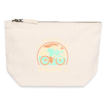 Cycliste vintage Je préfère rouler Logo rétro - Pochette zippée en toile 12 x 13 cm - blanc naturel - Devant