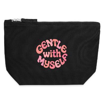 Gentle With Myself Positive Design - Canvas Zip Pouch 12 x 13 cm - black - Front