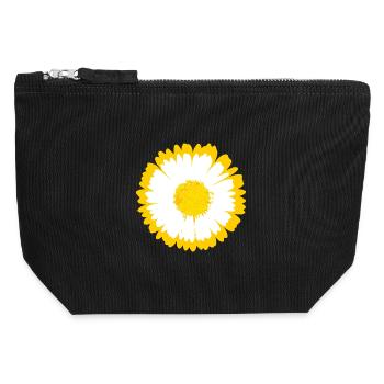 Daisy Sunburst Graphic - Canvas Zip Pouch 12 x 13 cm - black - Front