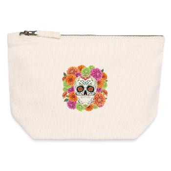 Halloween Crâne En Sucre Jour De Mort Cadeau Drôle - Pochette zippée en toile 12 x 13 cm - blanc naturel - Devant