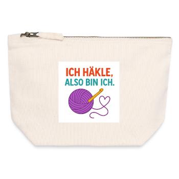 I crochet, therefore I am - Canvas Zip Pouch 12 x 13 cm - nature - Front