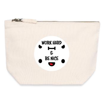 Work Hard Be Nice Motivation Positive Spirit Quote - Canvas Zip Pouch 12 x 13 cm - nature - Front