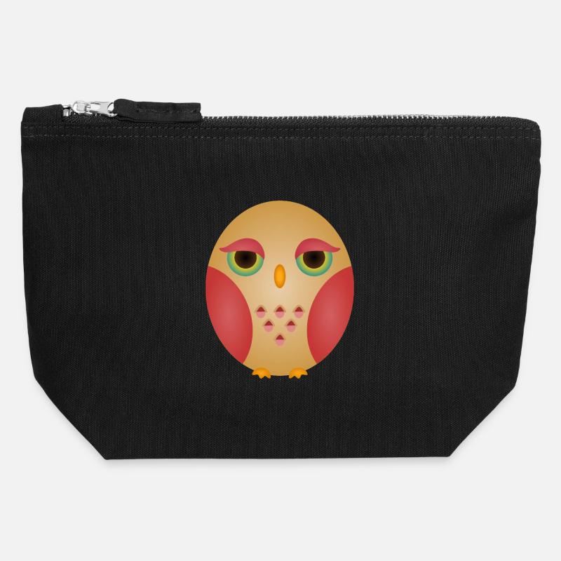 Gradient Owl Face in Cozy Tones - Canvas Zip Pouch 12 x 13 cm - black