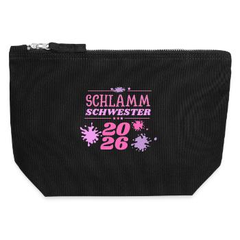 Schlammschwester 2026 muddy run motto team shirt - Canvas Reißverschluss-Täschchen (12 x 13 cm) - Schwarz - Vorne