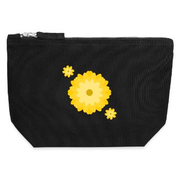 Sunny Daisy Burst - Canvas Reißverschluss-Täschchen (12 x 13 cm) - Schwarz - Vorne