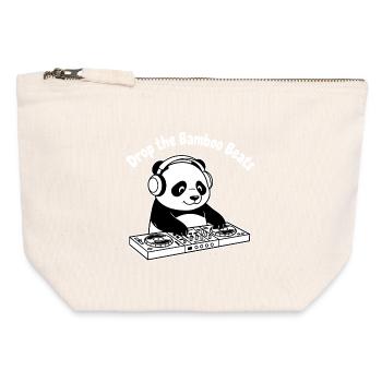 Bambus Beats Panda DJ - Canvas Reißverschluss-Täschchen (12 x 13 cm) - Naturweiß - Vorne