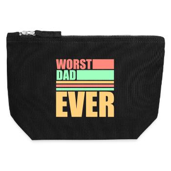Worst Dad Ever Funny Sarcastic Father's Day Dad - Canvas Zip Pouch 12 x 13 cm - black - Front