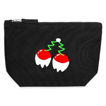 Kirsche – Weihnachten - Canvas Reißverschluss-Täschchen (12 x 13 cm) - Schwarz - Vorne