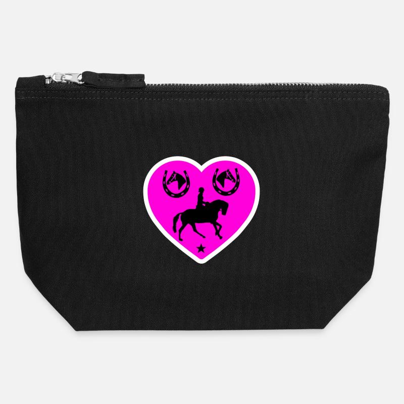 horses - Canvas Zip Pouch 12 x 13 cm - black