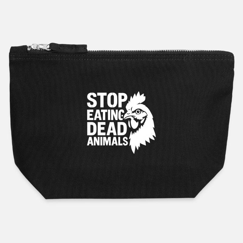 Stop Eating Dead Animals - Canvas Zip Pouch 12 x 13 cm - black
