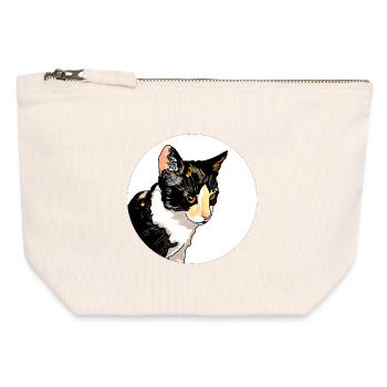 Cat Portrait Circle Contrast - Canvas Zip Pouch 12 x 13 cm - nature - Front