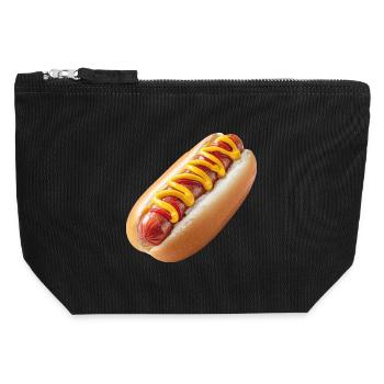 Hot Dog, Viennese Sausage, Sausage - Canvas Zip Pouch 12 x 13 cm - black - Front