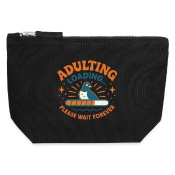Adulting Loading Pigeon - Canvas Zip Pouch 12 x 13 cm - black - Front