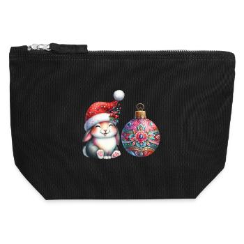 Festliches Kaninchen mit kunstvollem Schmuck - Canvas Reißverschluss-Täschchen (12 x 13 cm) - Schwarz - Vorne