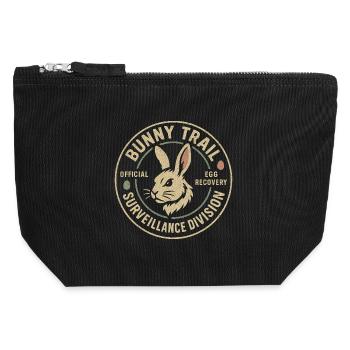 Département de surveillance du Sentier du Lapin Pâques drôle - Pochette zippée en toile 12 x 13 cm - noir - Devant
