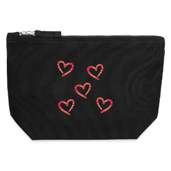 Le cœur façonne l’amour - Pochette zippée en toile 12 x 13 cm - noir - Devant