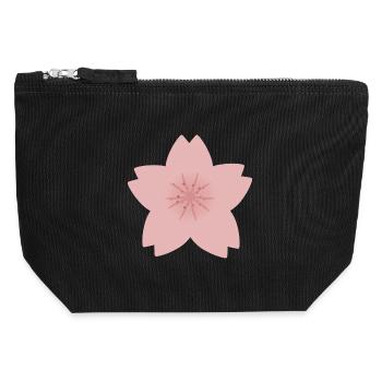 Cherry Blossom Pink Petal Graphic - Canvas Zip Pouch 12 x 13 cm - black - Front