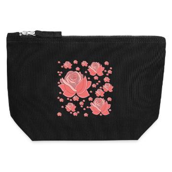Pluie de roses - Pochette zippée en toile 12 x 13 cm - noir - Devant
