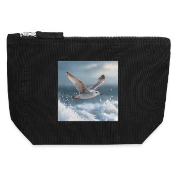 Seagull in flight North Sea Maritime Art - Canvas Zip Pouch 12 x 13 cm - black - Front