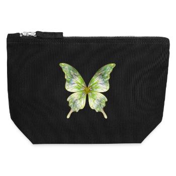 Grüner Aquarellschmetterling Glanz - Canvas Reißverschluss-Täschchen (12 x 13 cm) - Schwarz - Vorne