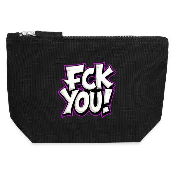 FCK YOU lettering provocative statement - Canvas Zip Pouch 12 x 13 cm - black - Front