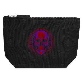 Purpurroter Schädel Mandala - Canvas Reißverschluss-Täschchen (12 x 13 cm) - Schwarz - Vorne