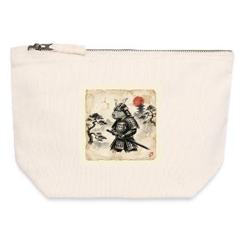 Capybara Samurai Japanese Warrior - Canvas Zip Pouch 12 x 13 cm - nature - Front