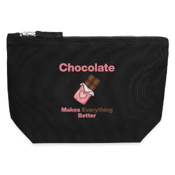 Le chocolat rend tout meilleur - Pochette zippée en toile 12 x 13 cm - noir - Devant