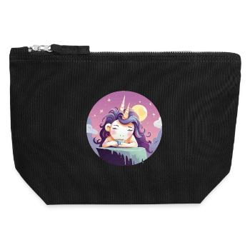 Moon tea unicorn in the evening - Canvas Zip Pouch 12 x 13 cm - black - Front