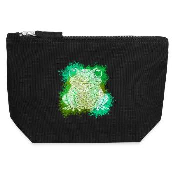 Zentangle Frog - Canvas Zip Pouch 12 x 13 cm - black - Front