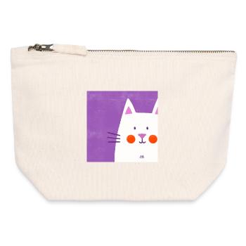 Amoureux des chats - Pochette zippée en toile 12 x 13 cm - blanc naturel - Devant