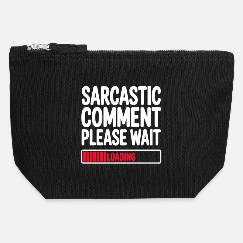 Sarcastic Comment Please Wait Humor Statement - Canvas Zip Pouch 12 x 13 cm - black