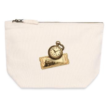 Historische Uhr Lokomotive - Canvas Reißverschluss-Täschchen (12 x 13 cm) - Naturweiß - Vorne