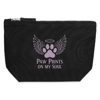 Pug Dog Cloud Angel Wings Farewell Mourning - Canvas Zip Pouch 12 x 13 cm - black - Front