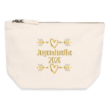 Herz Jugendweihe 2026 - Pochette zippée en toile 12 x 13 cm - blanc naturel - Devant