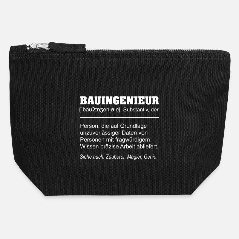 Civil Engineer Definition Funny - Canvas Zip Pouch 12 x 13 cm - black