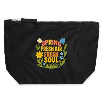 Citation de printemps - Pochette zippée en toile 12 x 13 cm - noir - Devant