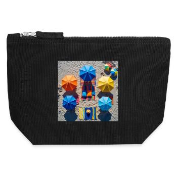 Colorful retreat on the beach - Canvas Zip Pouch 12 x 13 cm - black - Front