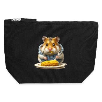 Hamsters de cuisine au festival du maïs - Pochette zippée en toile 12 x 13 cm - noir - Devant