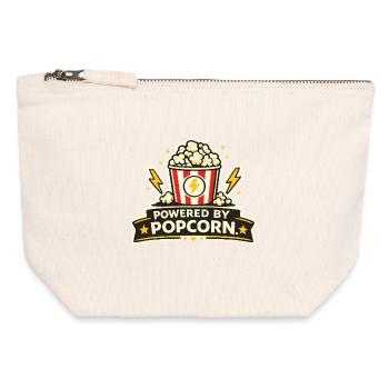 Powered by Popcorn – Film Snack Motiv - Canvas Reißverschluss-Täschchen (12 x 13 cm) - Naturweiß - Vorne