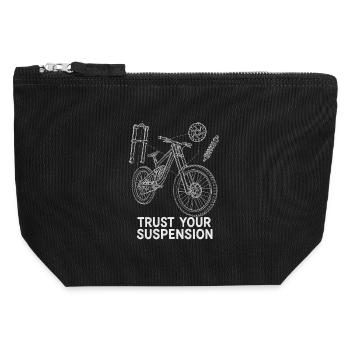 Dessin de VTT en descente – Art de suspension - Pochette zippée en toile 12 x 13 cm - noir - Devant