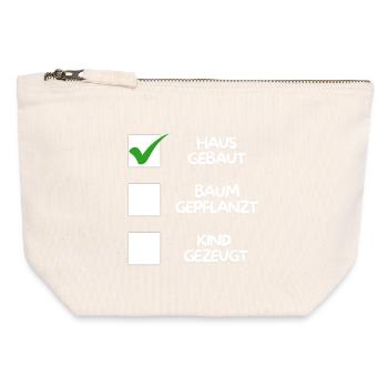 Maison construite (plantée dans un arbre, enfant engendré) blanche - Pochette zippée en toile 12 x 13 cm - blanc naturel - Devant