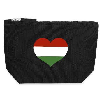 Herz der ungarischen Flagge - Canvas Reißverschluss-Täschchen (12 x 13 cm) - Schwarz - Vorne